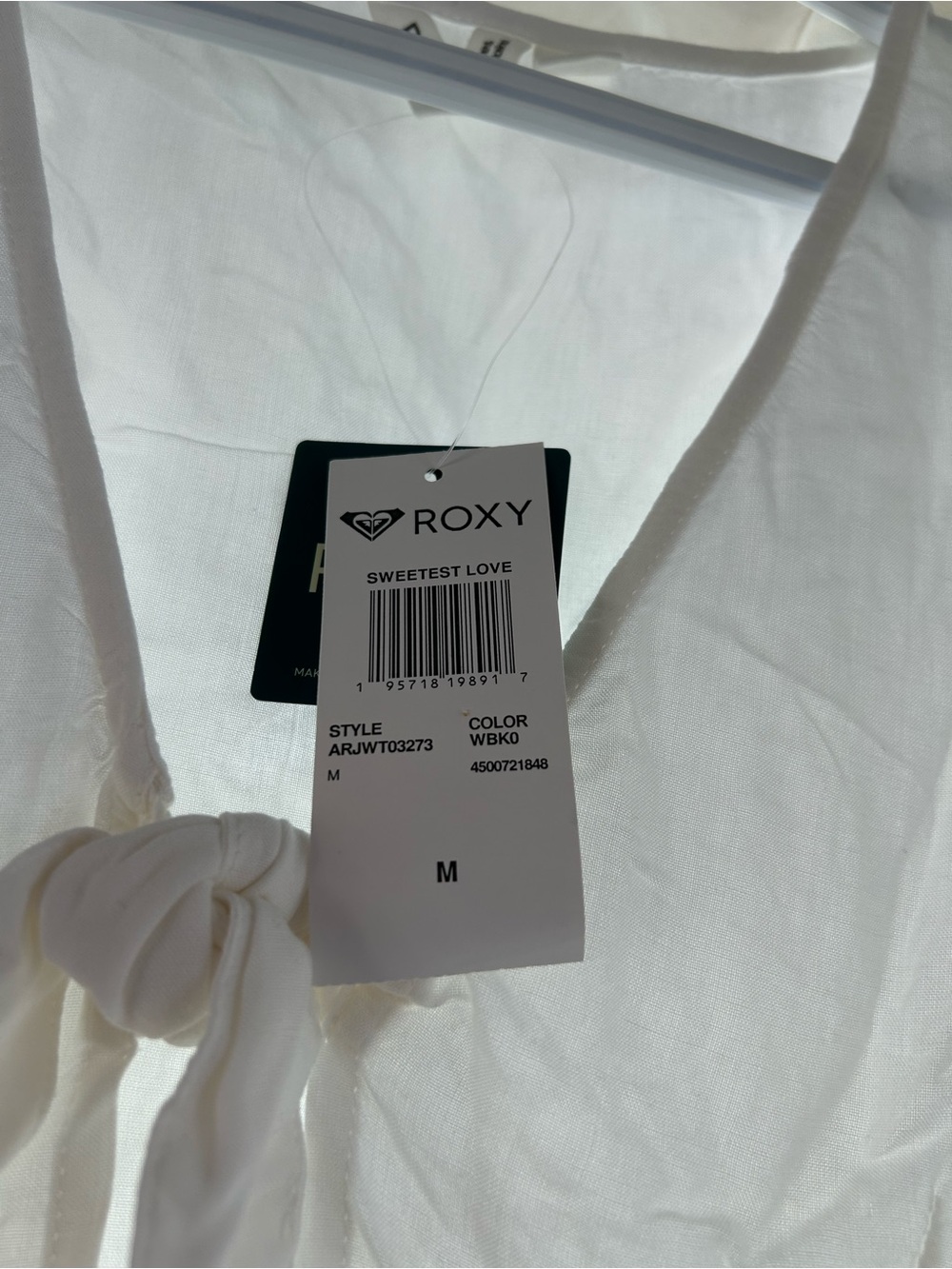 Women’s Tie-Front Ruffle Crop Top - Roxy - Size Med - Picture 3 of 6